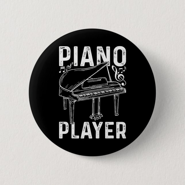 Piano Player 6 Cm Round Badge (Front)
