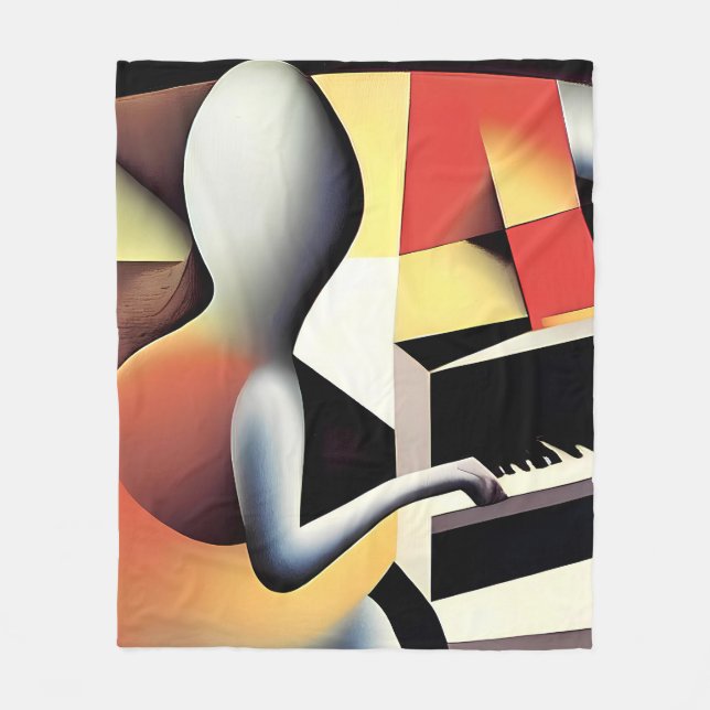 Piano Player - Airbrush Art Fleece Blanket (Front)