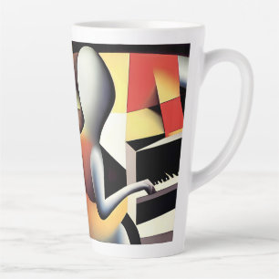 Piano Player - Airbrush Art Latte Mug