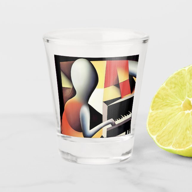 Piano Player - Airbrush Art Shot Glass (Front)
