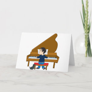 Piano Player and Dog Card