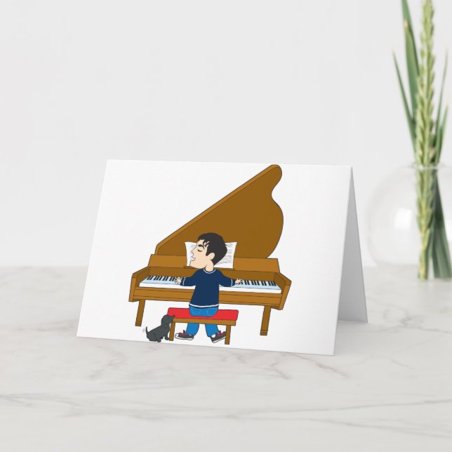 Piano Player and Dog Card (Front)