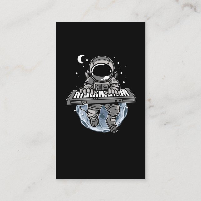 Piano Player Astronaut Music Instrument Cosmonaut Business Card (Front)