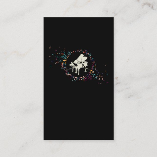 Piano Player Colourful Musical Notes Music Teacher Business Card (Front)