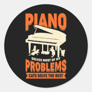 Piano Player Design for a Cat Lover Classic Round Sticker