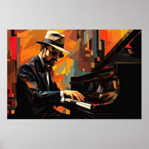 Piano Player Music Painting Abstract Art Decor
