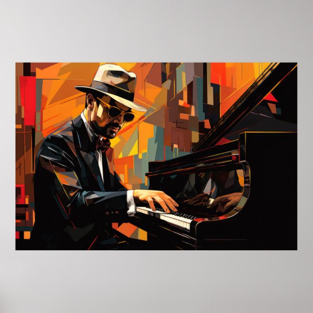 Piano Player Music Painting Abstract Art Decor (Front)