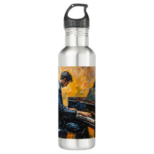 Piano Player - Oil Painting 710 Ml Water Bottle
