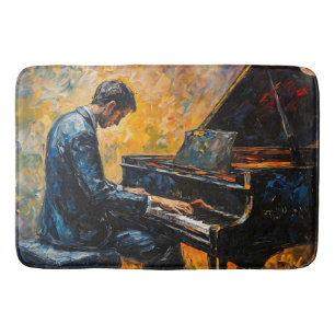 Piano Player - Oil Painting Bath Mat