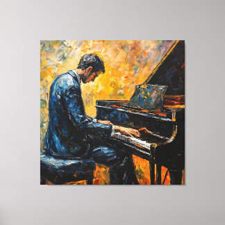 Piano Player - Oil Painting Canvas Print