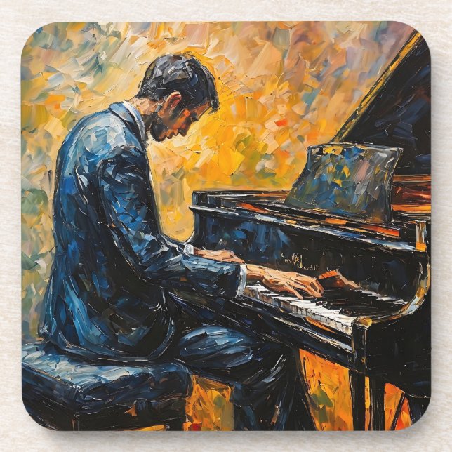 Piano Player - Oil Painting Coaster (Front)