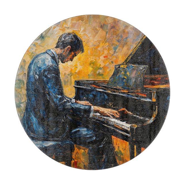 Piano Player - Oil Painting Cutting Board (Front)