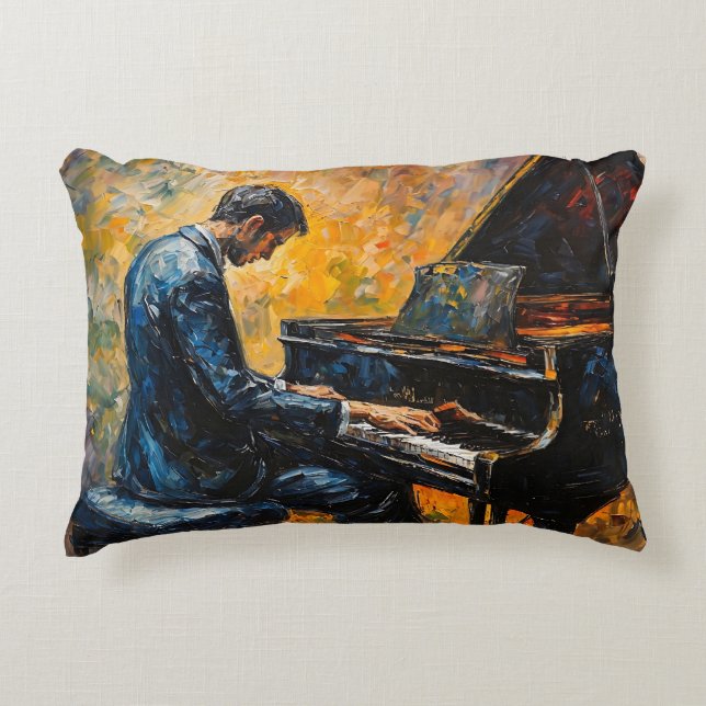 Piano Player - Oil Painting Decorative Cushion (Front)