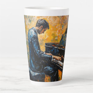 Piano Player - Oil Painting Latte Mug