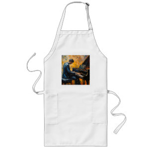 Piano Player - Oil Painting Long Apron