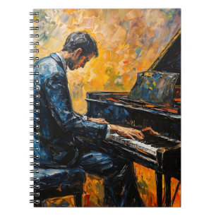 Piano Player - Oil Painting Notebook