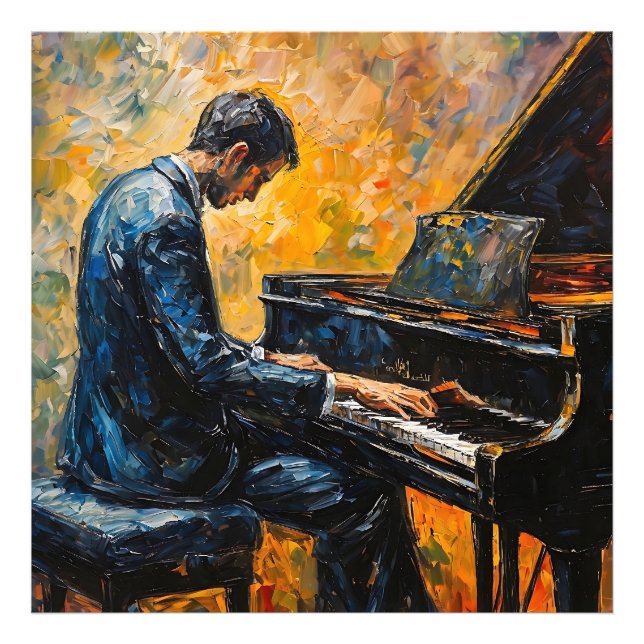 Piano Player - Oil Painting Photo Print (Front)