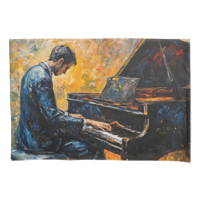 Piano Player - Oil Painting Pillowcase (Front)