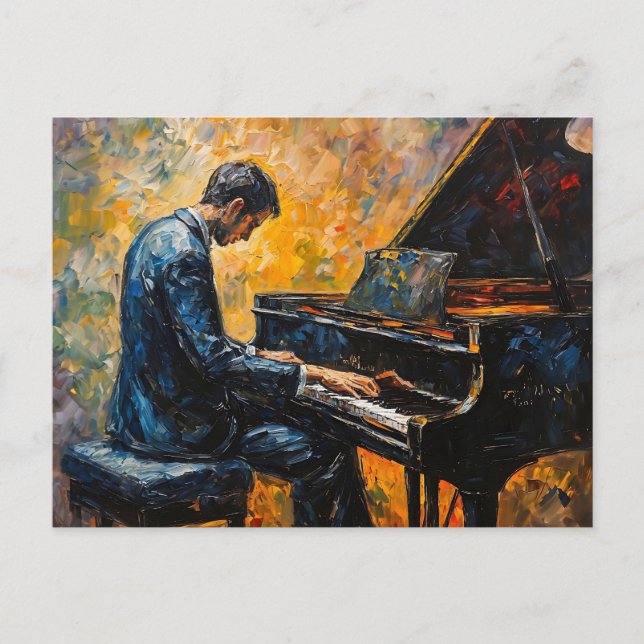 Piano Player - Oil Painting Postcard (Front)