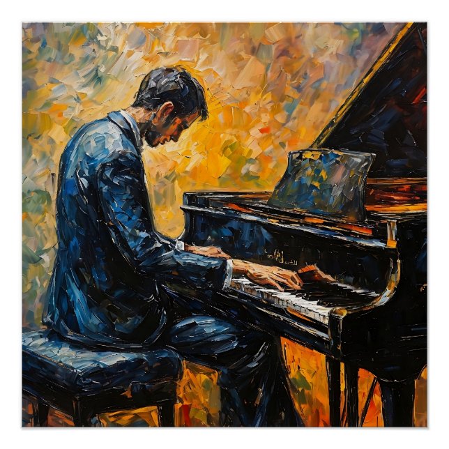 Piano Player - Oil Painting Poster (Front)