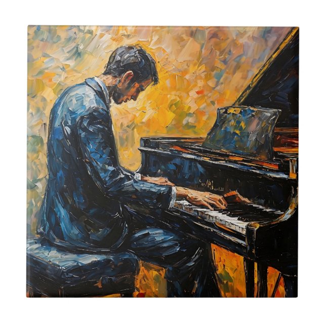 Piano Player - Oil Painting Tile (Front)