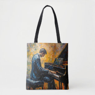 Piano Player - Oil Painting Tote Bag