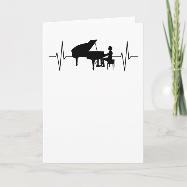 Piano Player Pianist Heartbeat Women Girls Gift Card (Front)