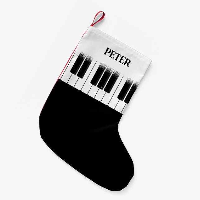 Piano Player Pianist Keyboard Small Christmas Stocking (Front (Hanging))