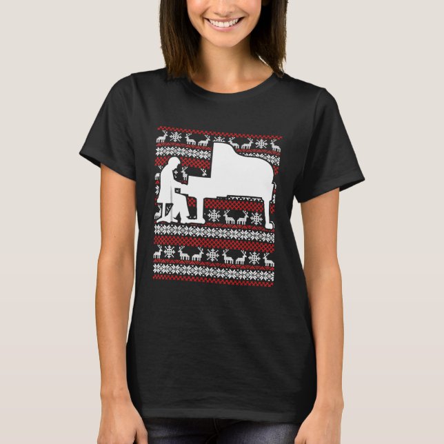 Piano Player Ugly Sweater Christmas Shirt (Front)