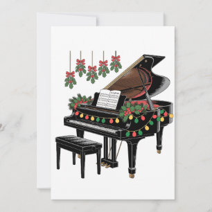Piano Player Xmas Lighting Santa Playing  Save The Date