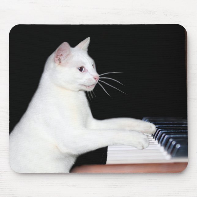 Piano playing cat mouse mat (Front)