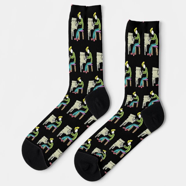 Piano Playing Stickman Socks (Left)