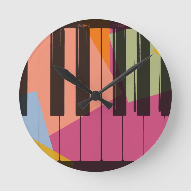 Piano Pop Art Round Clock (Front)