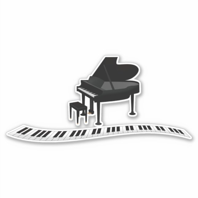 Piano, popular musical design sticker (Front)