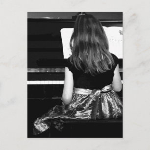 Piano Practice. Black and White Photograph Postcard