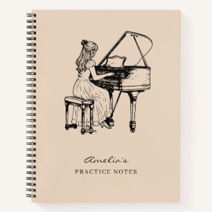 Piano Practice Music Teacher Student Blush Pink Notebook