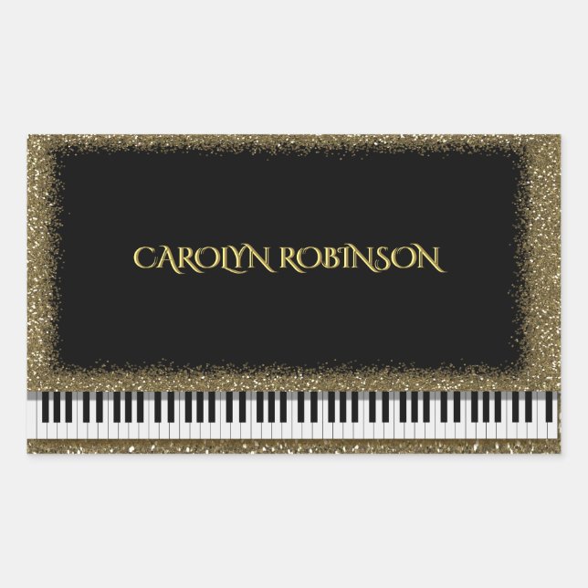 Piano Recital Gold Faux Glitter Sticker (Front)
