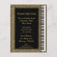 Piano Recital Gold Glitter Baby Grand