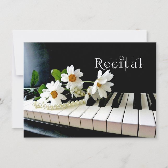 Piano Recital Invitation Pearls and Flowers (Front)