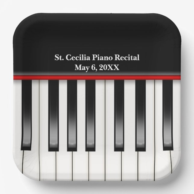 Piano Recital Keyboard Paper Plate (Front)