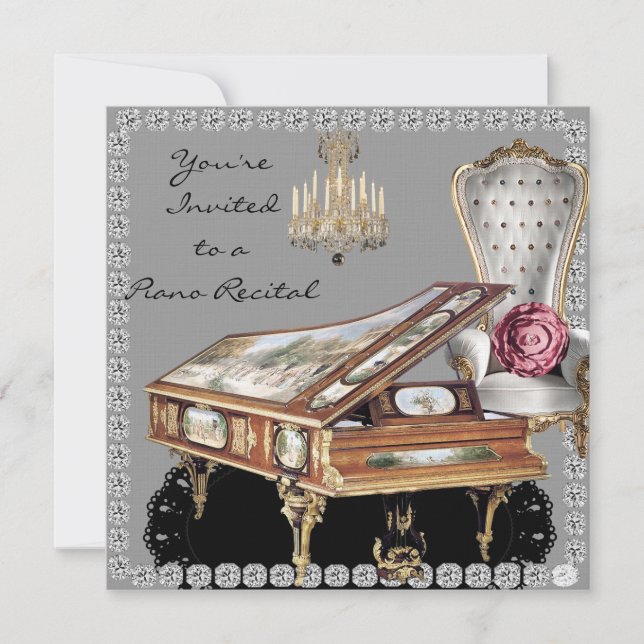 Piano Recital Vintage Style Invitation (Front)