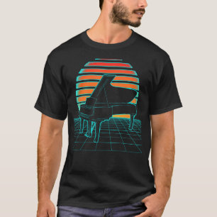 Piano Retro Wave Futurism 80s Sunset For Pianist M T-Shirt