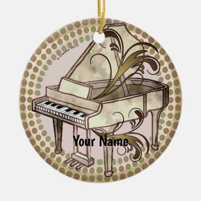 Piano Rhythm  Ceramic Tree Decoration (Front)