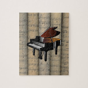 Piano~ Rolled Sheet Music Background ~ Musical Jigsaw Puzzle
