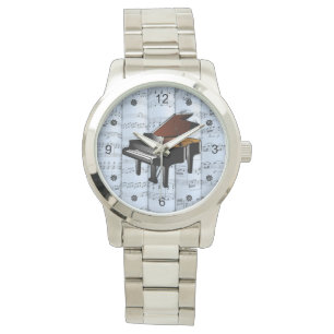 Piano ~ Rolled Sheet Music ~ Blue Tint Background Watch