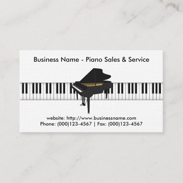 Piano Sales Business Card: Piano 3D Model Business Card (Front)
