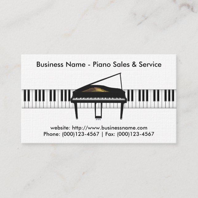 Piano Sales Business Card: Piano 3D Model Business Card (Front)