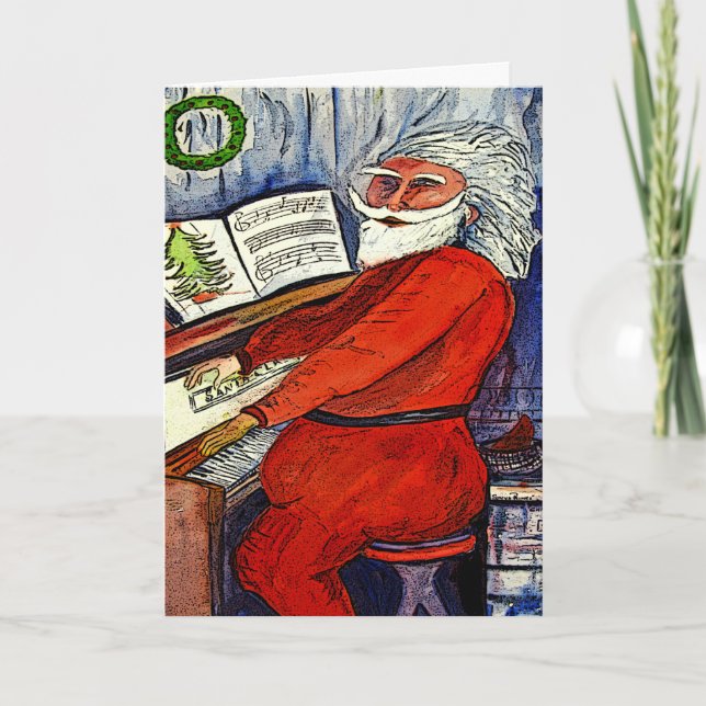 Piano Santa Greeting and Note Cards (Front)