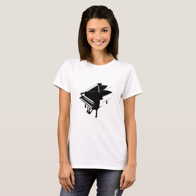 Piano Silhouette White T-Shirt (Front Full)