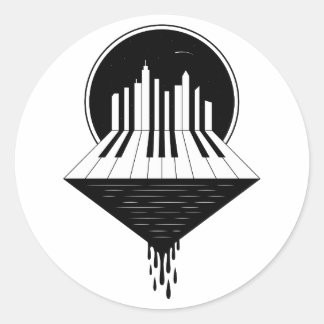 Piano Skyline Classic Round Sticker